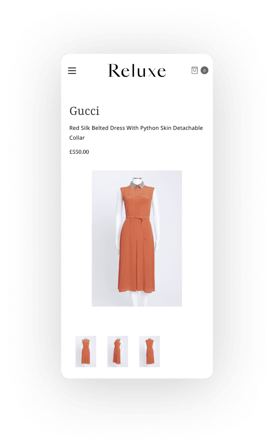 reluxe fashion site screenshot 2