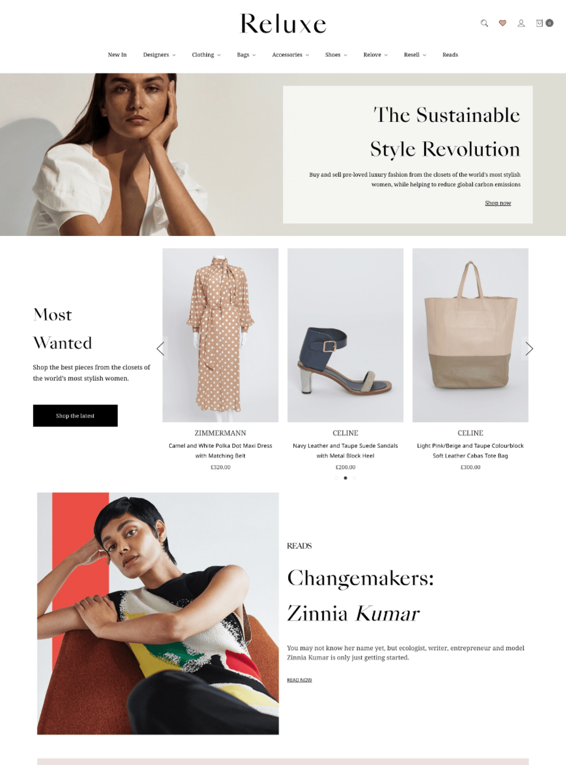 reluxe fashion site screenshot 2
